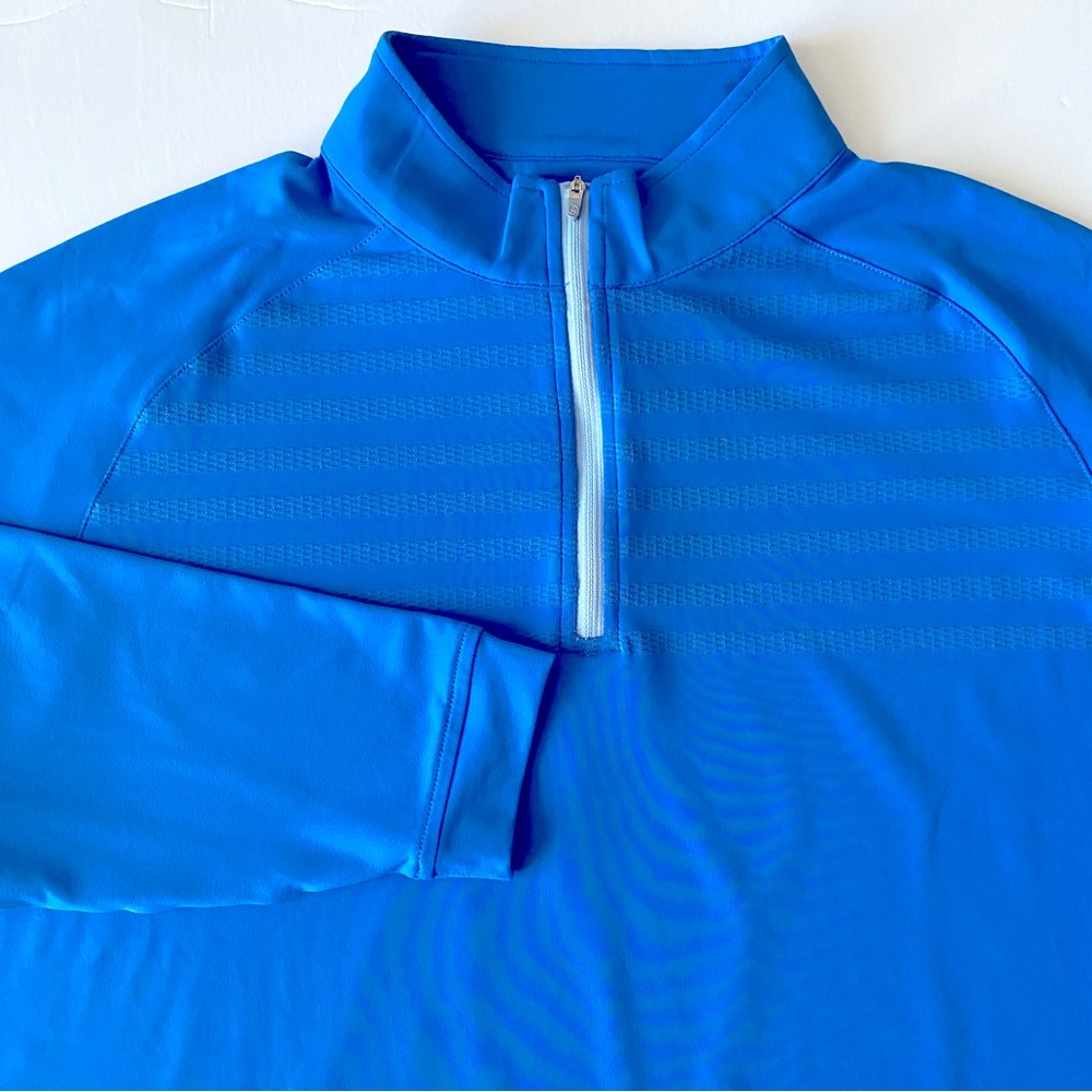 Peter Millar Engineered Stripe Perth Performance Pullover Blue River